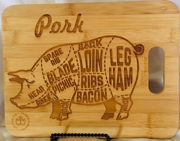 Product Image for  Bamboo Cutting Board with Handle-pork design