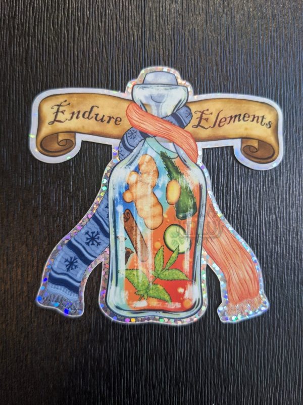 Product Image for  “Endure Elements” Sticker – Fantasy RPG Potion Bottle Vinyl Sticker