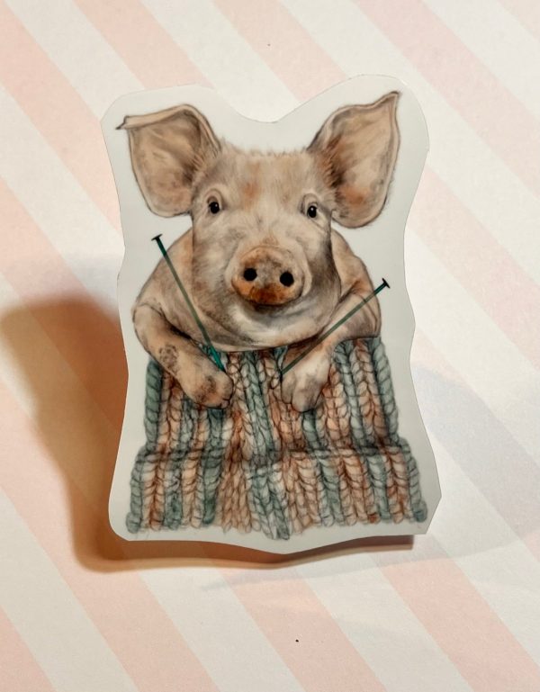 Product Image for  Knitting Pig Sticker Pig Decor, Pig Gifts, Farmhouse Sticker, Farm Animal Sticker Pig Lovers Gift Pig