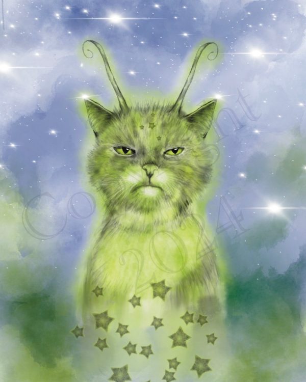 Product Image for  Alien Kitty Print Whimsical Extraterrestrial Charm for Art Lovers