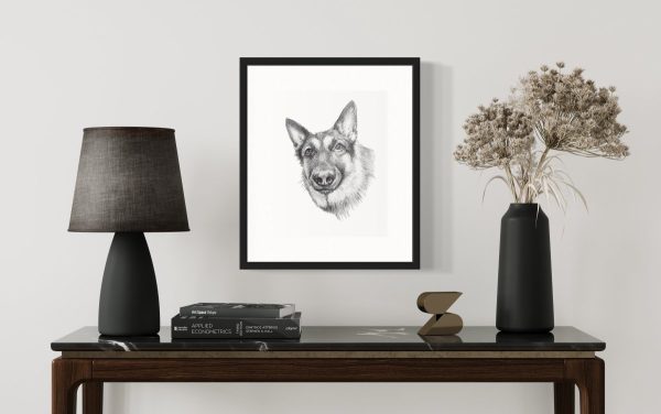 Product Image for  German Shepherd Dog Pencil Art Print dog art dog gift for her gift home office art