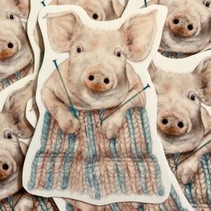 Product Image for  Knitting Pig Sticker Pig Decor, Pig Gifts, Farmhouse Sticker, Farm Animal Sticker Pig Lovers Gift Pig