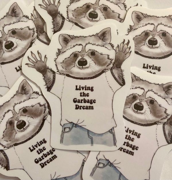 Product Image for  Raccoon Living the Garbage Dream Sticker Raccoon Art Garbage