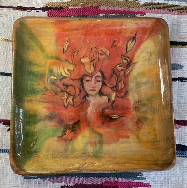 Product Image for  Autumn Watercolor Painted Wood Plate