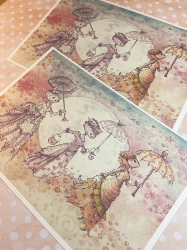 Product Image for  Umbrella Pumpkin Flyers Moonlight Halloween, Pastel goth, Pastel Halloween Decor Vintage Halloween, Spooky Decor