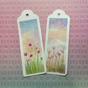 Product Image for  Hand-painted bookmark, sunset Flowers Book Lovers, bookworm delight