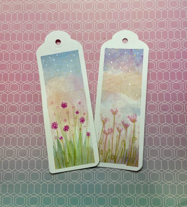 Product Image for  Hand-painted bookmark, sunset Flowers Book Lovers, bookworm delight