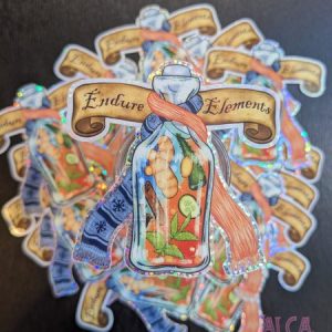 Product Image for  “Endure Elements” Sticker – Fantasy RPG Potion Bottle Vinyl Sticker