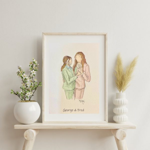 Product Image for  Custom Faceless Watercolor Illustration from Photo, hand painted illustration, Family Portrait, Personalized gift